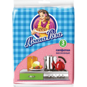 Салфетка вискозная 30*38 см "Донна Роза" 3 шт.уп