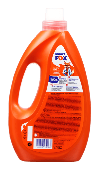 Гель-концентрат для стирки белья 1 л SMART FOX, COLOR Весеннее утро
