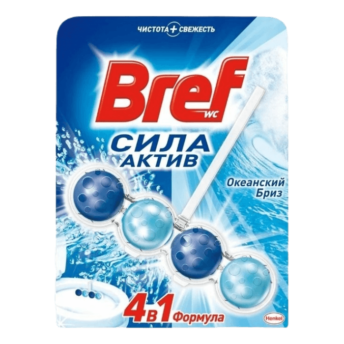 Блок для унитаза "Bref" Сила-Актив 50г Океанский Бриз Блок для унитаза "Bref" Сила-Актив 50г Океанский Бриз