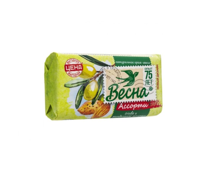 Мыло кусковое 90 г туалетное "Весна" ассорти, Олива и миндальное молочко Мыло кусковое 90 г туалетное "Весна" ассорти, Олива и миндальное молочко
